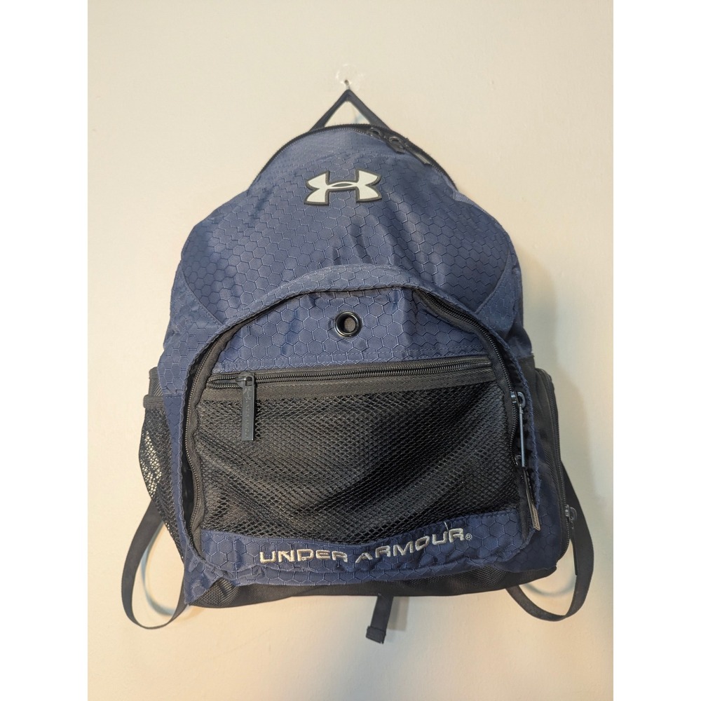 Under‎ Armour Backpack Y2K Navy Blue Black Mesh Pocket School Gym Compact
